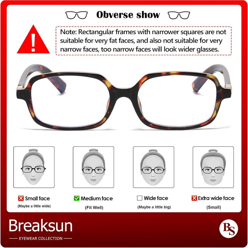 Breaksun Retro Rectangle Glasses for Women Men Small Square Blue Light Blocking Glasses Vintage Eyeglasses - Image 3